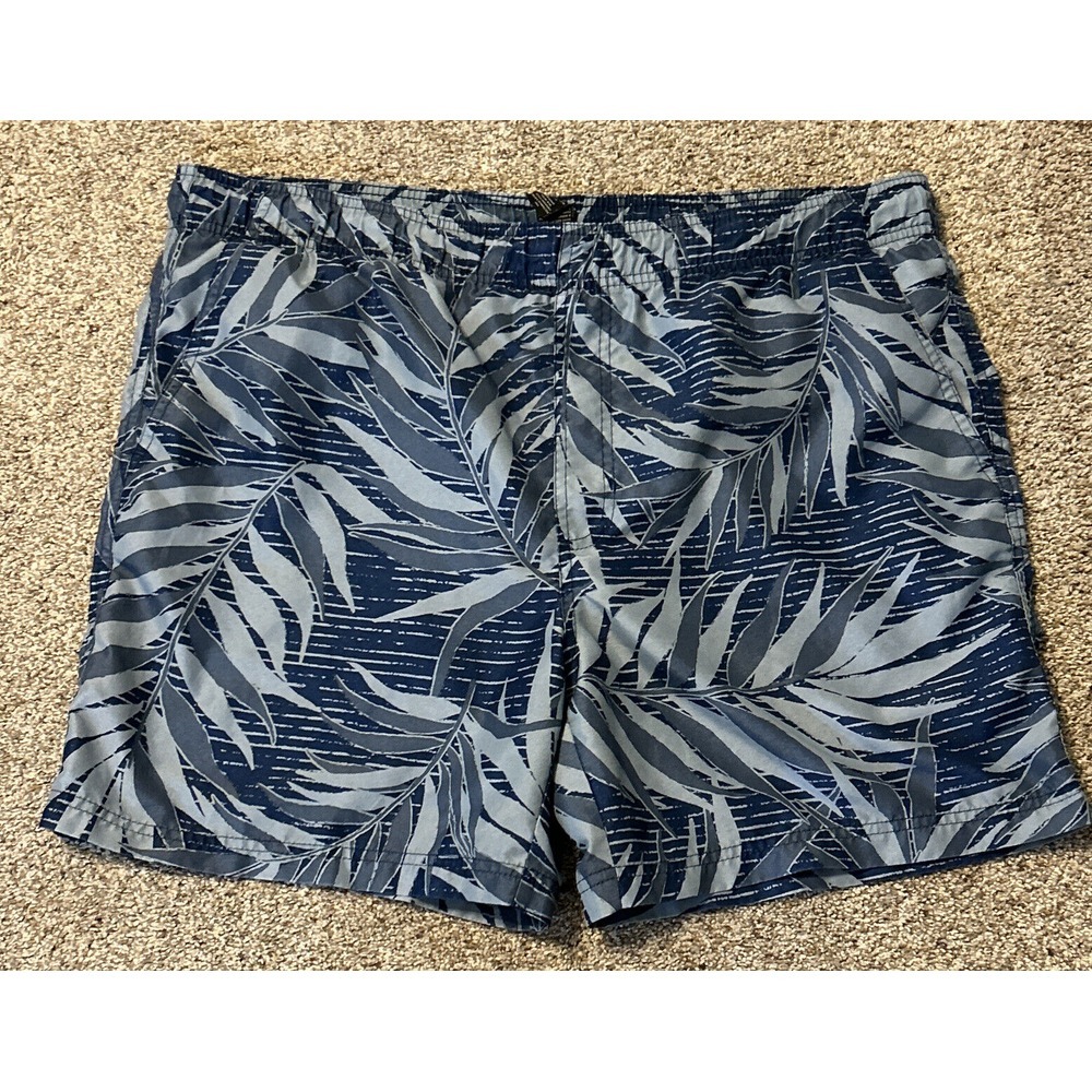 OP Ocean Pacific Mens Medium 32-34 Blue Gray Floral‎ Board Shorts Swim Trunks